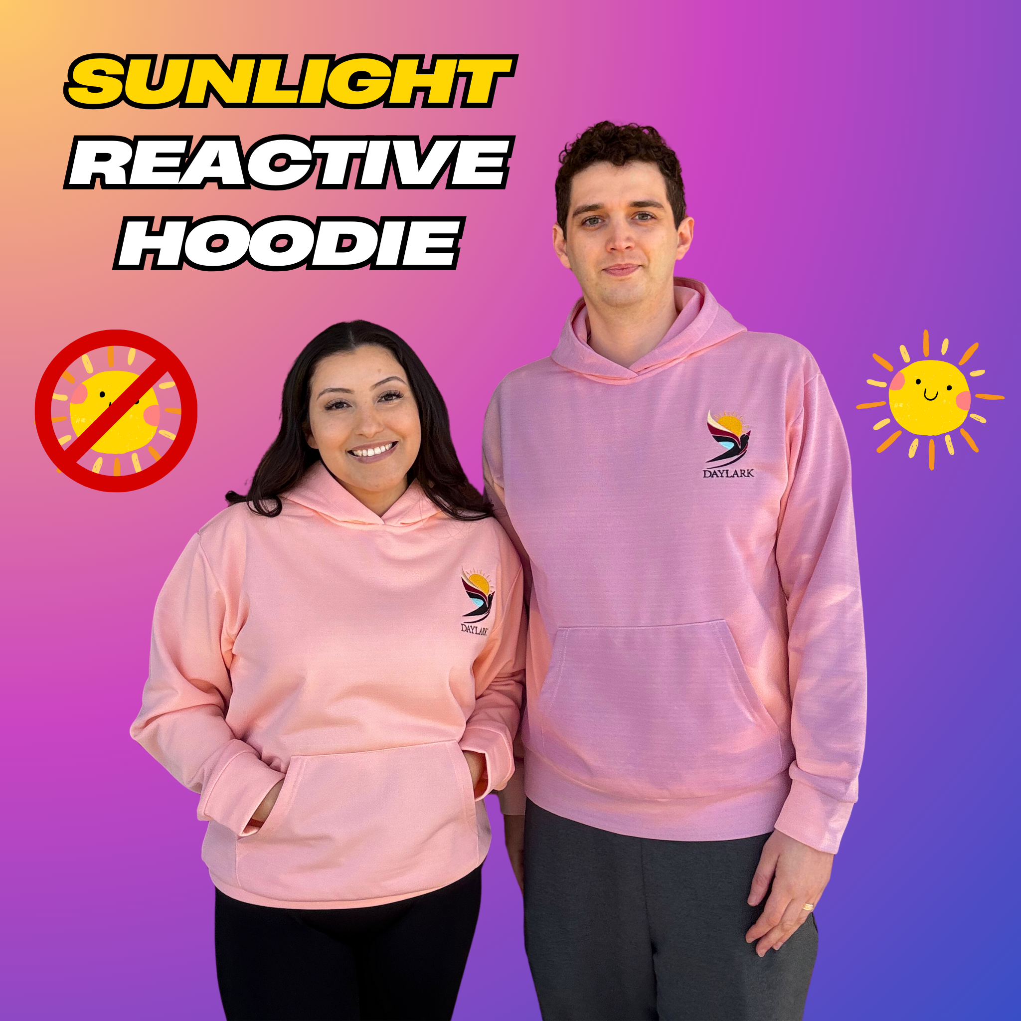 SUNSHIFT™ 2-in-1 Color-Changing Hoodie – UV Sunlight Activated – Unisex Fit – Orange to Purple – Lightweight & Breathable