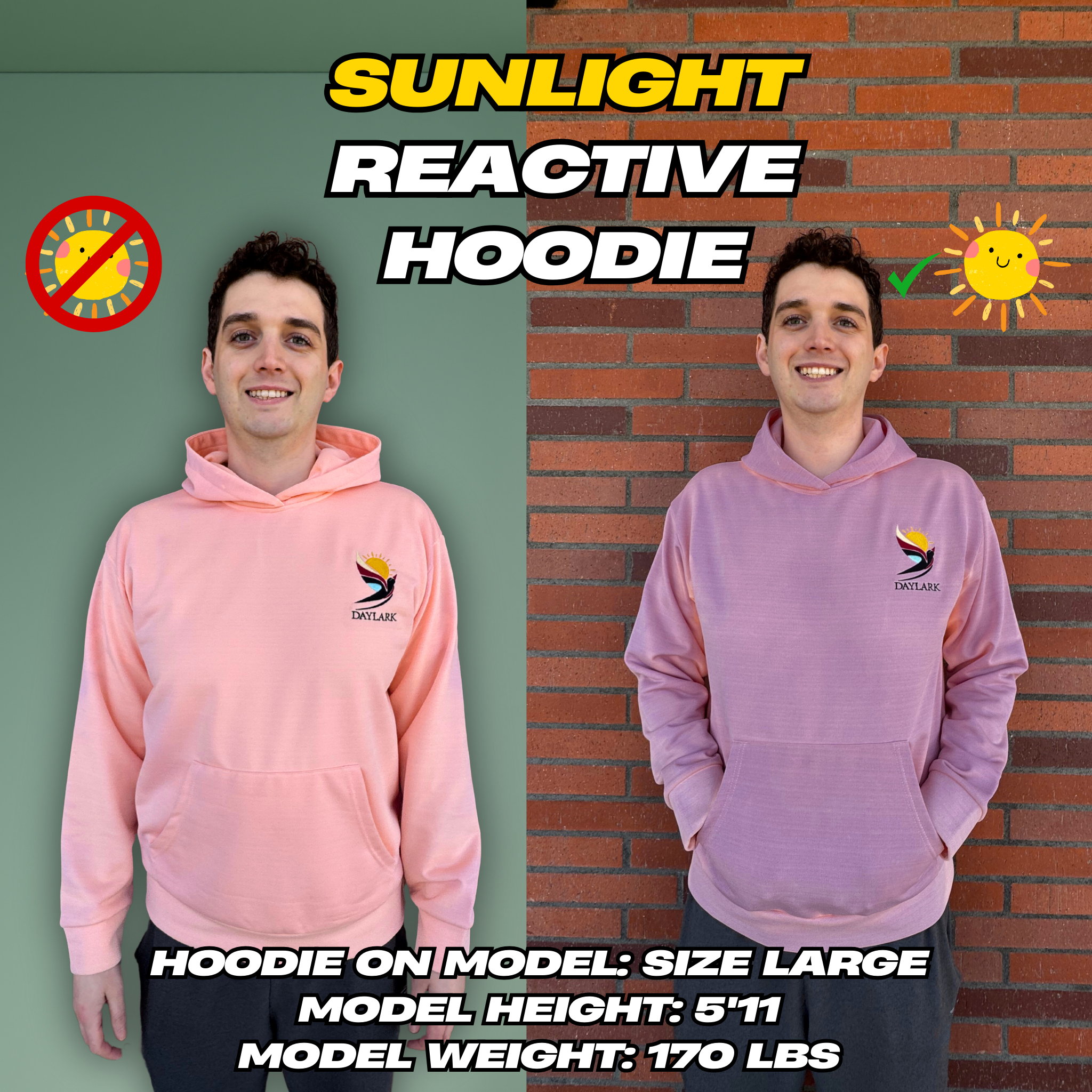 SUNSHIFT™ 2-in-1 Color-Changing Hoodie – UV Sunlight Activated – Unisex Fit – Orange to Purple – Lightweight & Breathable